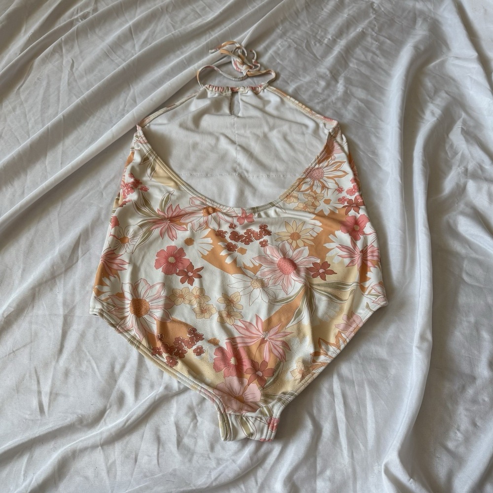 Billabong Floral Halter One Piece Swimsuit Small Retro Boho Swim - Picture 2 of 7